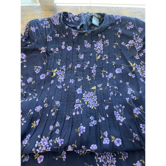 T & Company Womens 4 Petite Blue/Purple Floral Print TieBack Modest Cottagecore - Picture 6 of 7